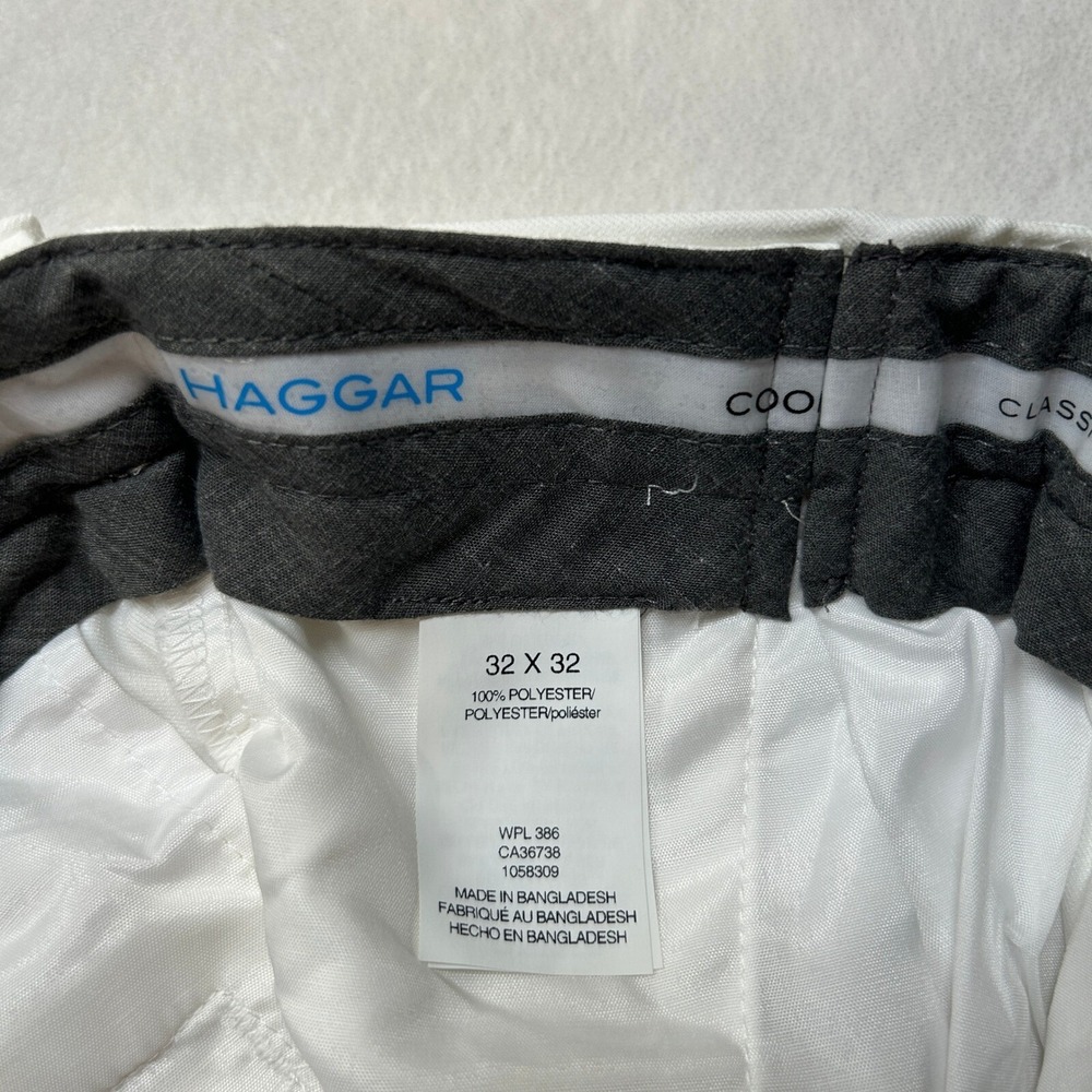 Haggar Cool 18 Pro Dress Pants Mens 32x32 White Classic Fit 4-Way‎ Stretch NEW - Picture 6 of 7
